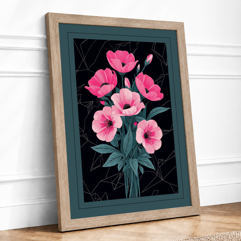 Pink Bouquet Botanical - Framed Print, A1 - 84.1 x 59.4 cm, Oak