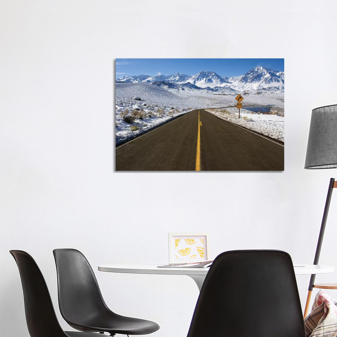 Usa, California. Road Into Sierra Nevada Mountains In Winter. by Jaynes Gallery - Wrapped Canvas Gallery-Wrapped Canvas Giclée