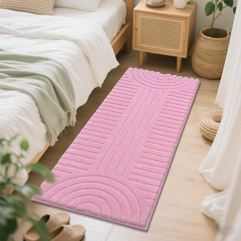 Soft Bathroom Runner Rugs 24"x60" Non Slip Boho Bath Mats Microfiber Absorbent Carpet for Bath Room Machine Washable Shaggy Bath Rugs for Shower Bathtub Home Decor