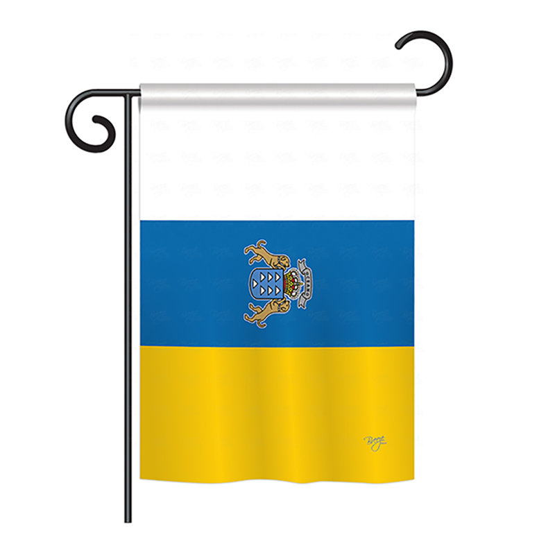 Drapeau de maison en polyester 2 côtés îles canaries, H 18,5 po x l 13 po