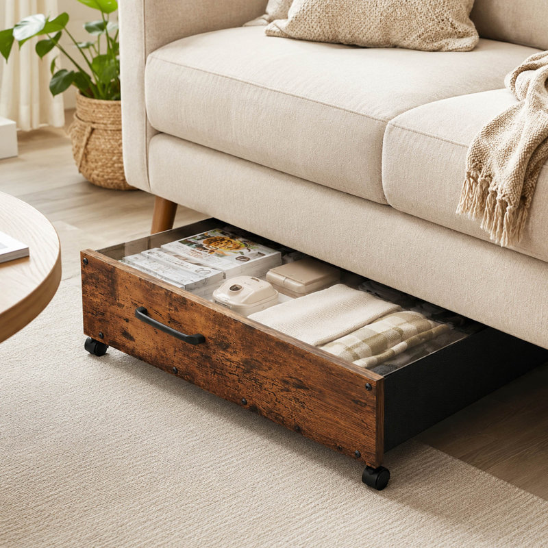 2-Pack Walnut Brown Under-Bed Storage Bins, Wheels and Removable Lids