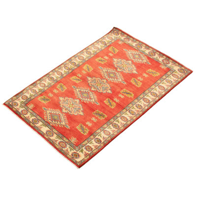 Tapis de bois one-of-kind à la main-noué la 2010 gazni rouge 3 pi 10 po x 5 pi 9 po Hypoluxo