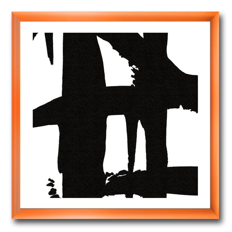 «Black and White Crossing Paths II», reproduction sur toile encadrée, H 16 po x l 16 po x P 1 po, Cadre orangé