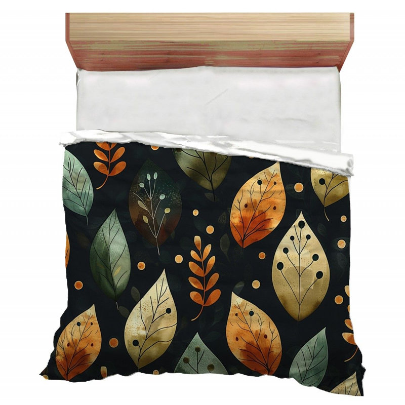 Leaf Patterns Artwork Polyester / Microfiber Floral Comforter, King Comforter
