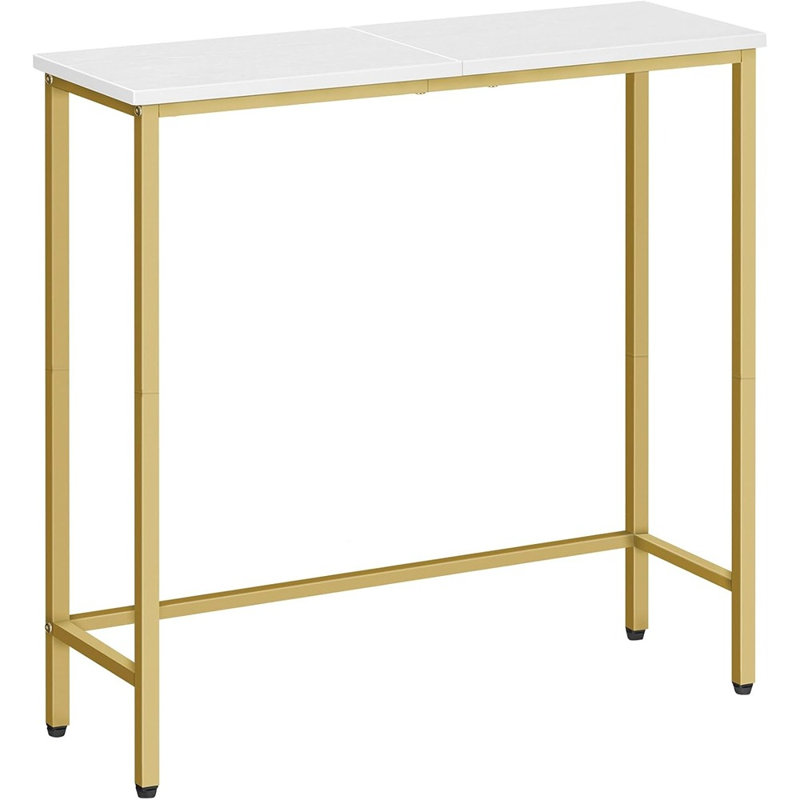 Narrow Console Table, 29.5" Small Entryway Table, Thin Sofa Table, Side Table, Display Table, For Hallway, Bedroom, Living Room, Foyer, White And Gold DW75XG01