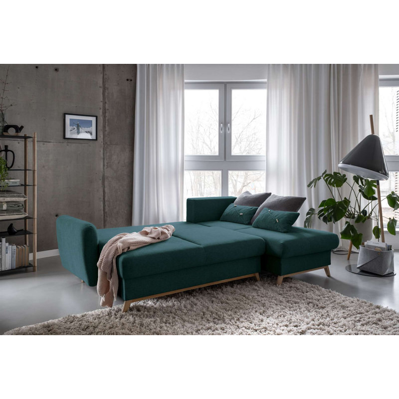 Scandic Lagom Corner Sofa Bed, Right Hand Facing, Turquoise