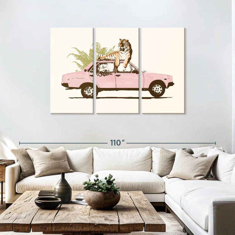 Mehar Tiger On Car, 48" H x 74" W