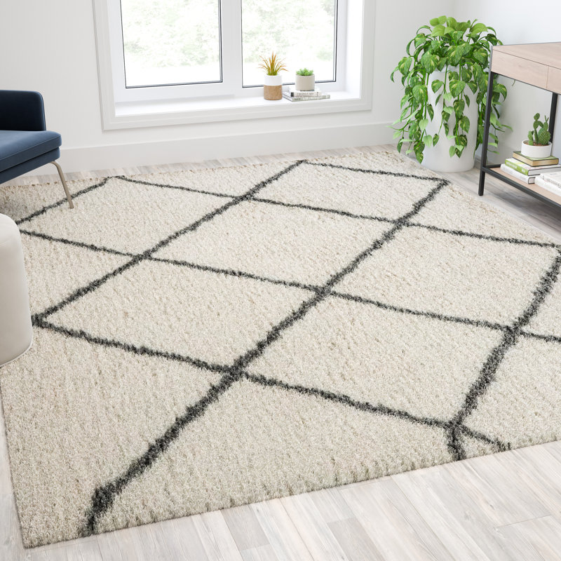 Tapis à poils longs Brittain Diamond, Rectangle 8 pi x 10 pi