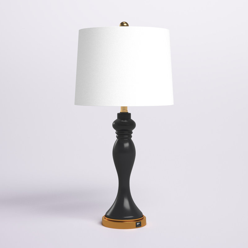 Lampe de table Barnette 28 po bleu marine / or avec USB Barnette