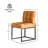 Brown Faux Leather Dining Chairs, Mid-Century Modern Dining Room Chairs with Armless, Checkered Kitchen Chair with Metal Legs-1134955015-1133027175
