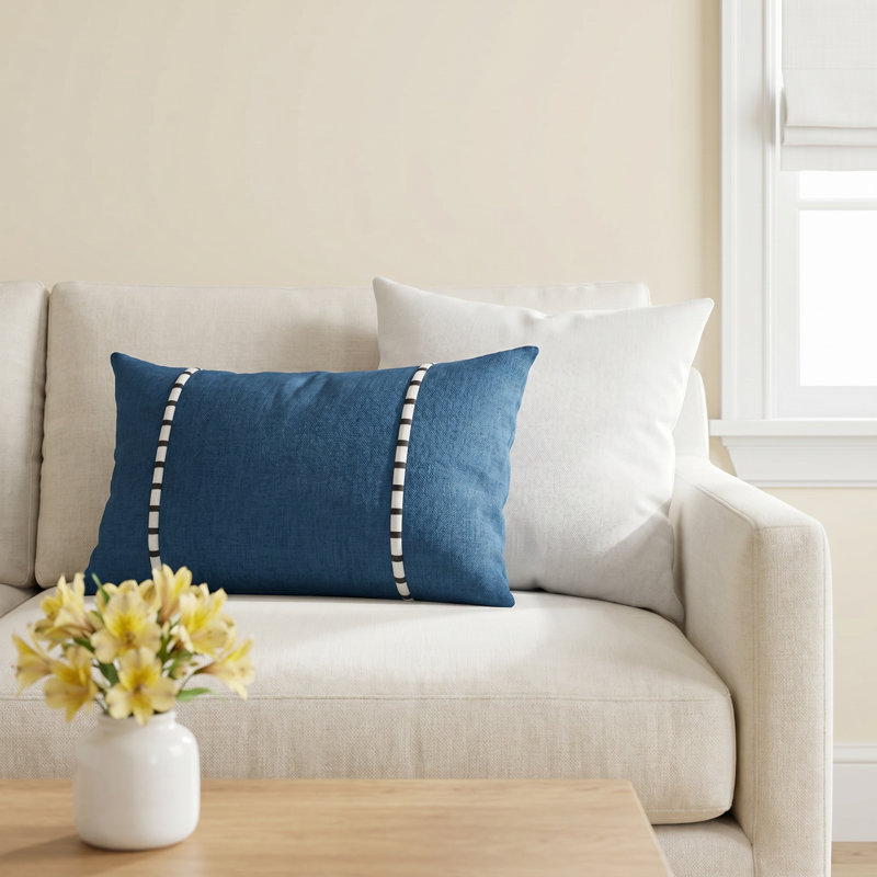 Keegan Outdoor Rectangular Lumbar Pillow, 12" x 18", Spectrum Indigo Sunbrella® Plainweave