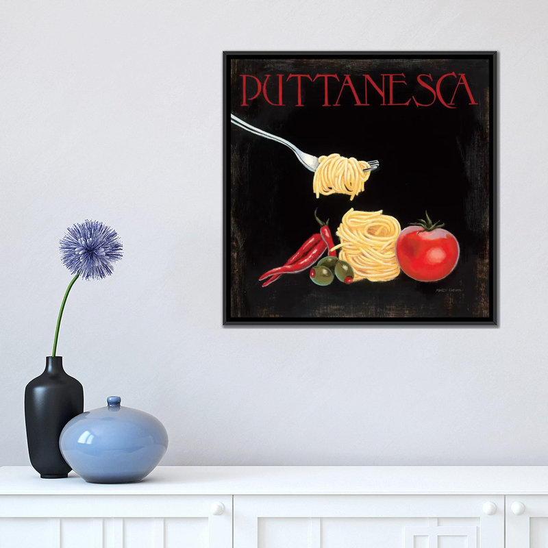 «Italian Cuisine», impression sur toile, H 18 po x l 18 po x P 1,5 po, Toile avec cadre noir, Pas de tapis