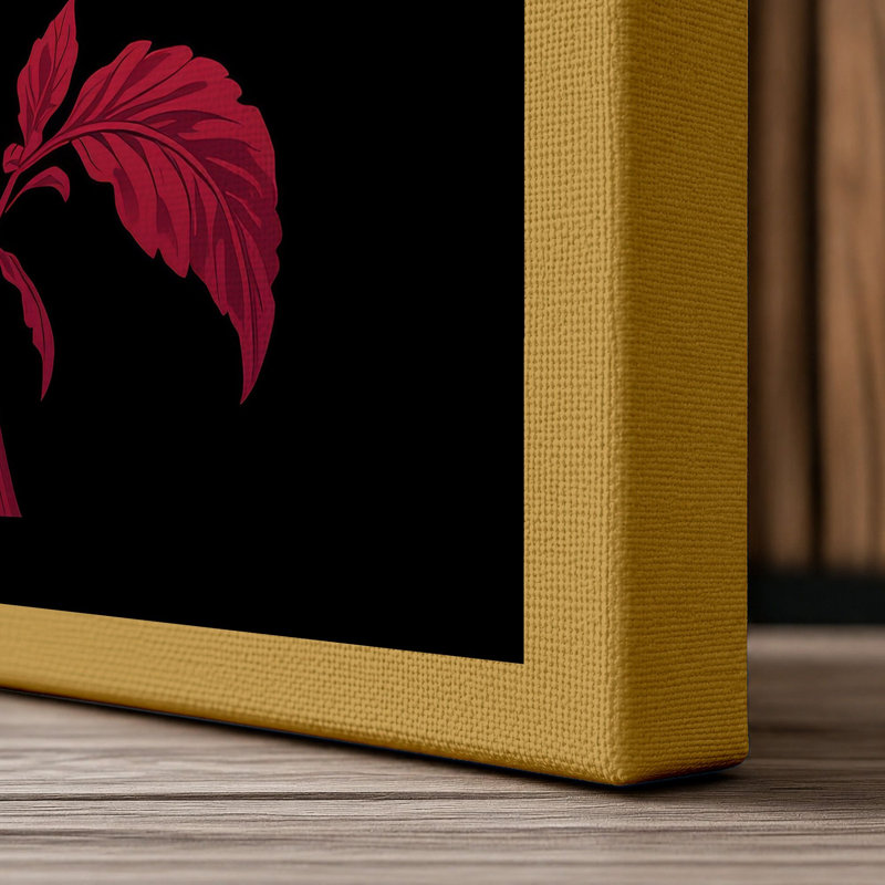 Crimson Bloom Botanical - Wrapped Canvas, 30x20 - 76.2 x 50.8 cm, Ochre Border