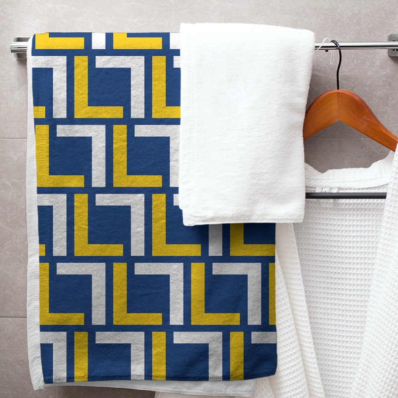 Bath Towel, Royal Blue/Gold/White