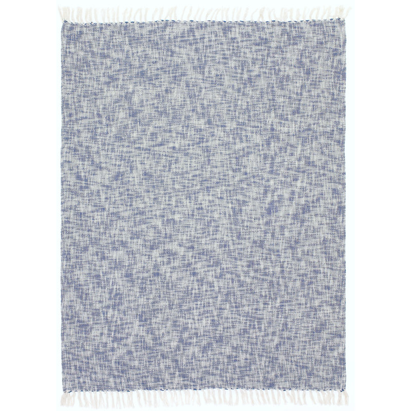  Jeté tissé à la main 100% coton, Bleu