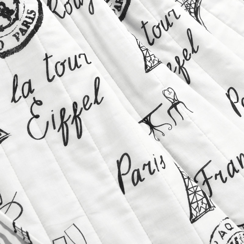  Paris Bonjour 100% Cotton Throw