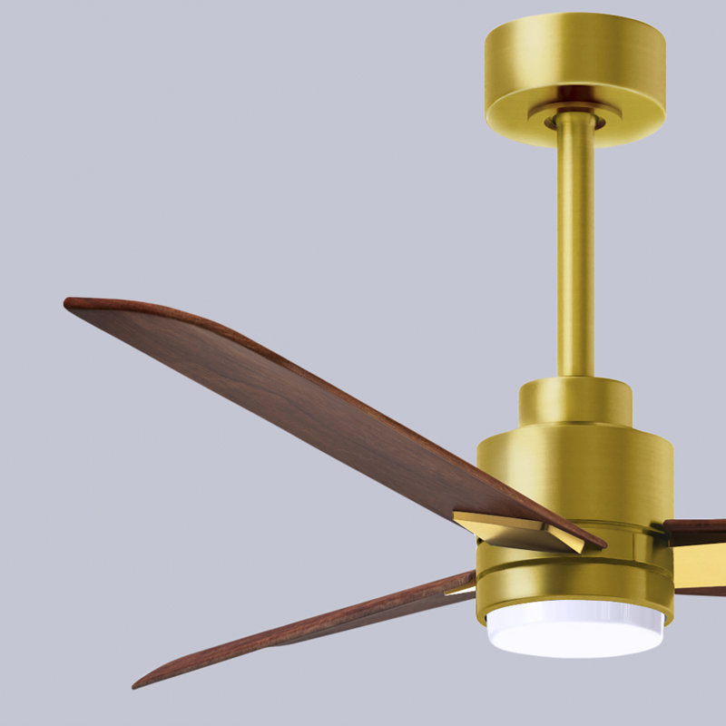 Alessandra - Three Blade Transitional Ceiling Fan -LED, Walnut, 42", Brushed Brass