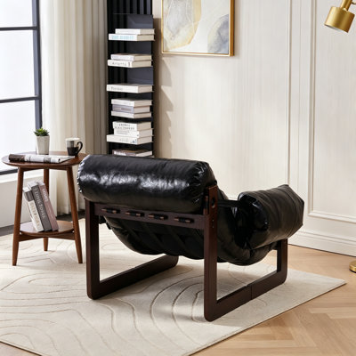 Méridienne de style médiéval moderne, accoudoirs amovibles, fauteuil en cuir ciré à l'huile rétro, chaise décorative de style rétro, convient au salon, bureau, bureau, orange multi