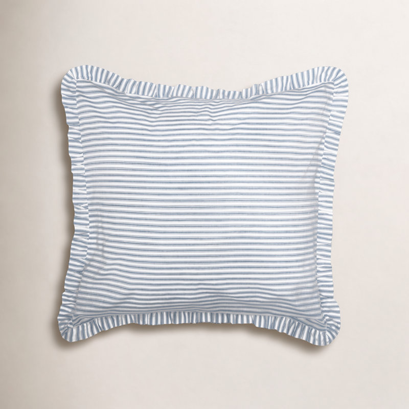 Lilia Faust 100% Cotton Ties Sham, Denim Blue/Soft White
