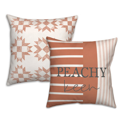 Peach Barn Stars Pillow Cover - Set Of 2