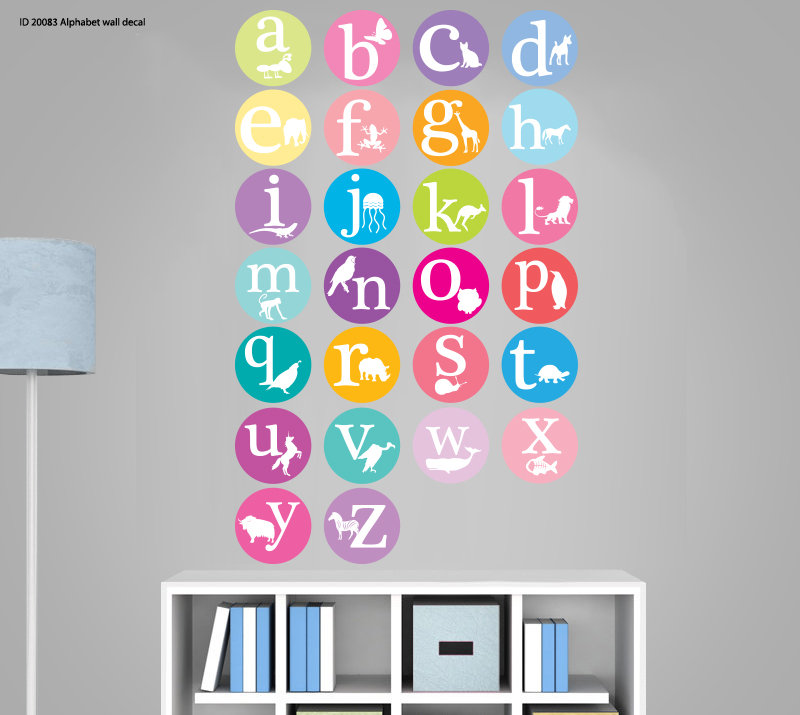 Décalcomanie murale abc, alphabet et lettres pour la chambre de bébé, Schéma C