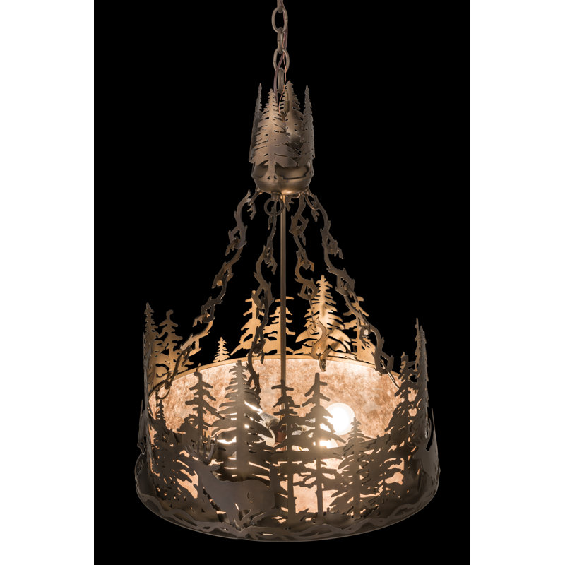 Rustic Lodge 4 - Light Chandelier, Silver, Antique Copper