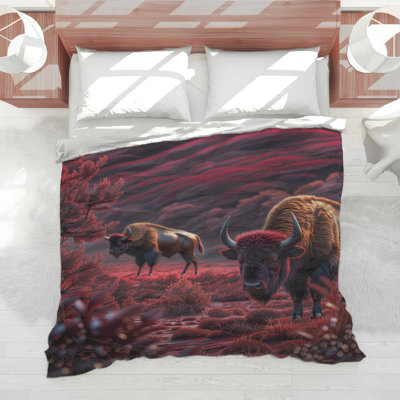 Édredon Bison In Red Landscape