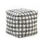 Pouf carré Modern, tissu, blanc noir, base antidérapante blanche