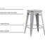 Tabourets de bar industriels en métal (sans dossier) (de 2), siège de 24 po, aspect blanc antique, empilable pour l'espace, structure solide, poids rétro pour l'intérieur et l'extérieur, quatre pieds avec embouts en caoutchouc, renforcé