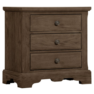 Table de chevet en bois massif à 3 tiroirs Cutlerville
