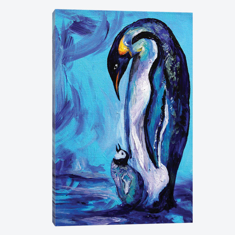 « penguins », reproduction sur toile, H 12 po x l 8 po x P 0,75 po, Toile tendue, Pas de tapis