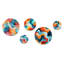Vagues d'harmonie tourbillonnantes vertes et orange - Ensemble abstrait d'art abstrait rond et mural de 5