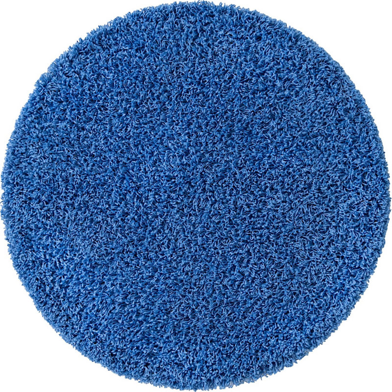 Tapis à poils longs Sybil - Bleu, Rond 3 pi 3 po