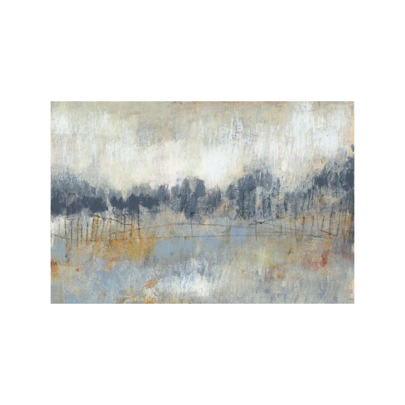 «Cool Gray Horizon II» par Jennifer Goldberger - reproduction, H 48 po x l 32 po x P 1,5 po, Toile tendue
