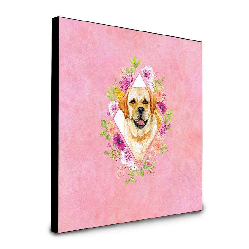 Panneau mural Dollman Flowers, Rose, Golden Retriever orange
