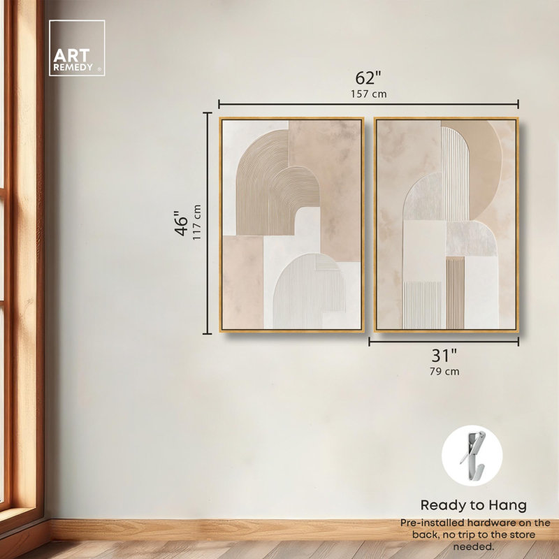«Golden Luxe Glam Room Art», ensemble de 2 impressions sur toile par , H 46 po x l 31 po, Doré