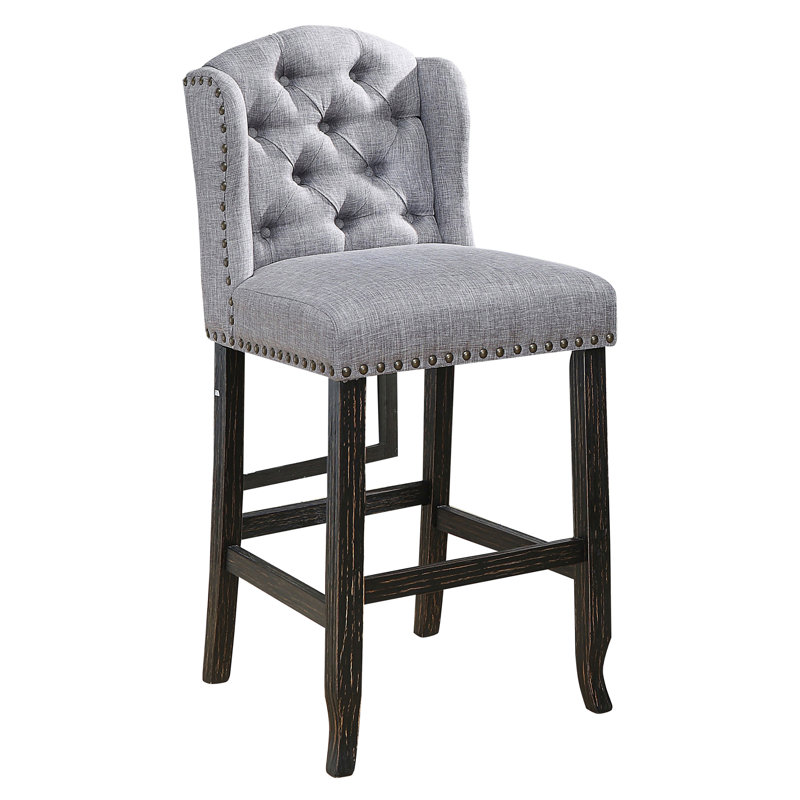 Chaise d'appoint à oreilles capitonnée Adler, Gris clair