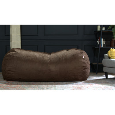 Fauteuil à billes cylindrique brun traditionnel de 8 pieds - Design moderne et confortable Housse à fermeture à glissière amovible pour un entretien facile du rembourrage en mousse à l'intérieur du sac en suède, cylindrique, style avec fermeture à glissière durable