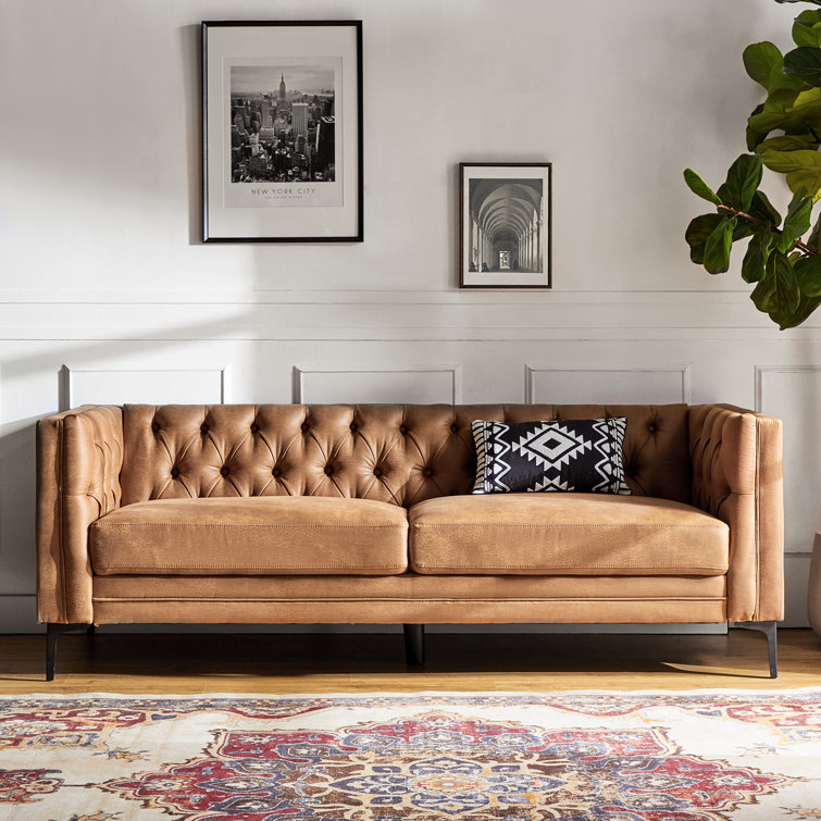 Wales Mid-Century Modern 213cm Sofa with Tufted Back
