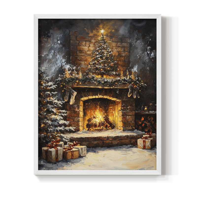 «Christmas Holiday Art Dxxxi», reproduction d'art encadrée - bois massif, H 21 po x l 17 po, Blanc