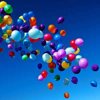 Otselic Balloons Flying In Sky - Wrapped Canvas Print