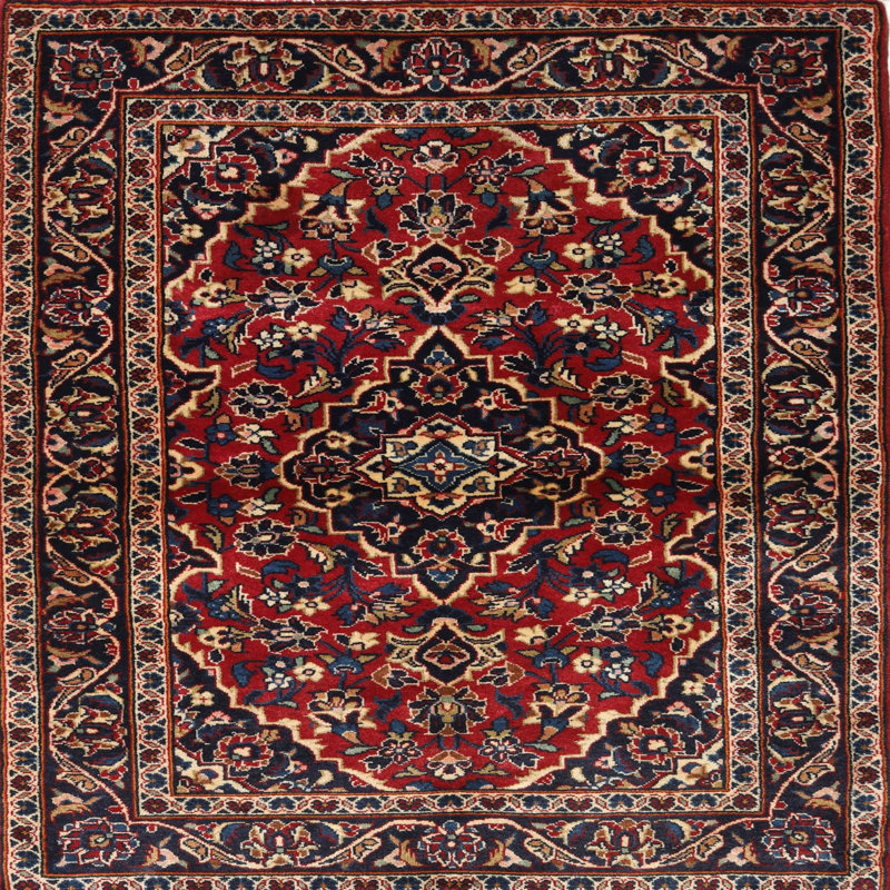 Rouge/bleu marine oriental Rajan Tapis décoratif, Rond 5 pi