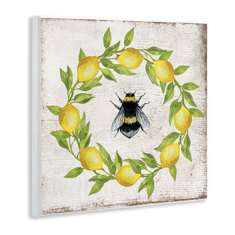  Lemon & Bee Wreath Wall Plaque Art by Creatif Belle