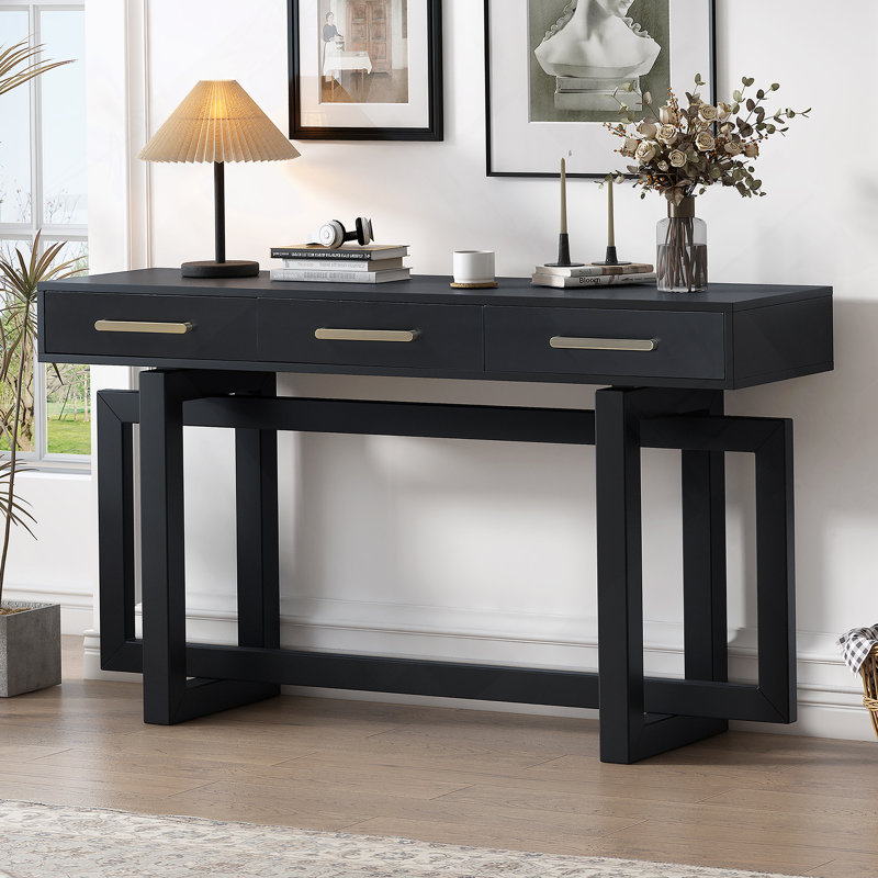 Console élégante avec trois tiroirs, table d'entrée très longue pour un placement polyvalent dans n'importe quelle pièce de votre maison