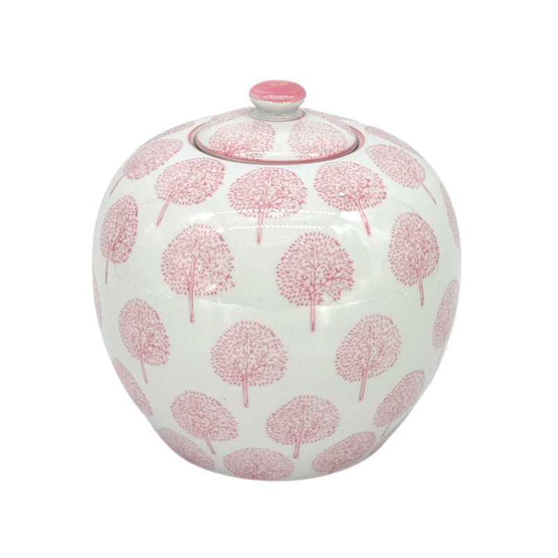Floral Ceramic Chinoiserie Ginger Jar 8"