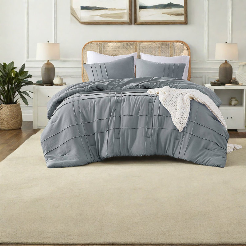 Soft Washed Microfiber Bedding Sets, Pleated Grid Twin Xl For Home