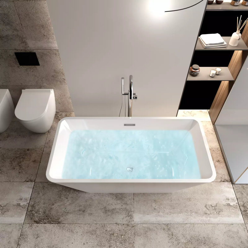 Baignoire de trempage autoportante en acrylique 55 po. X 27,5 po.
