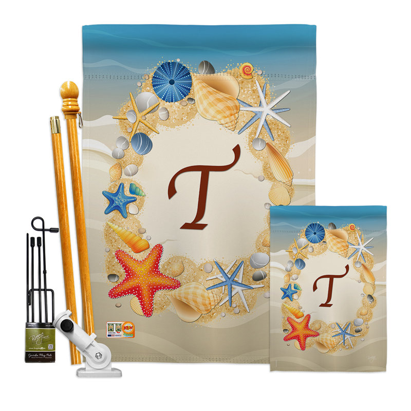 Ensemble de drapeaux en polyester à 2 côtés Summer Initiale 40 po x 28 po, T