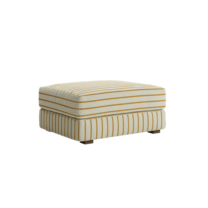 All-Natural Elevate Ottoman, Yellow Clay Striped Hemp Blend