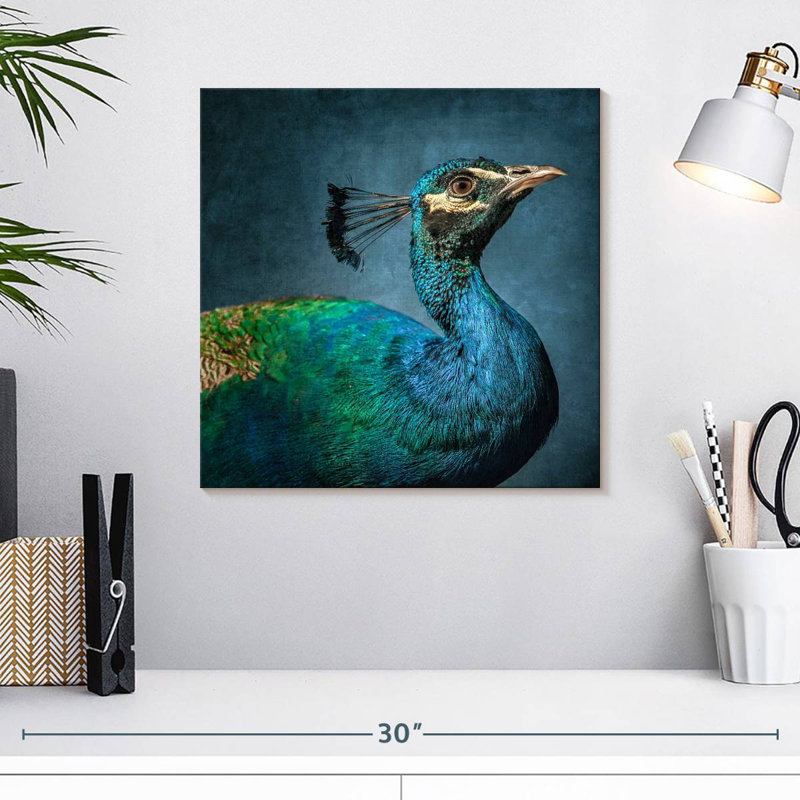 Crowle Blue Peacock Portrait, 16" H x 16" W